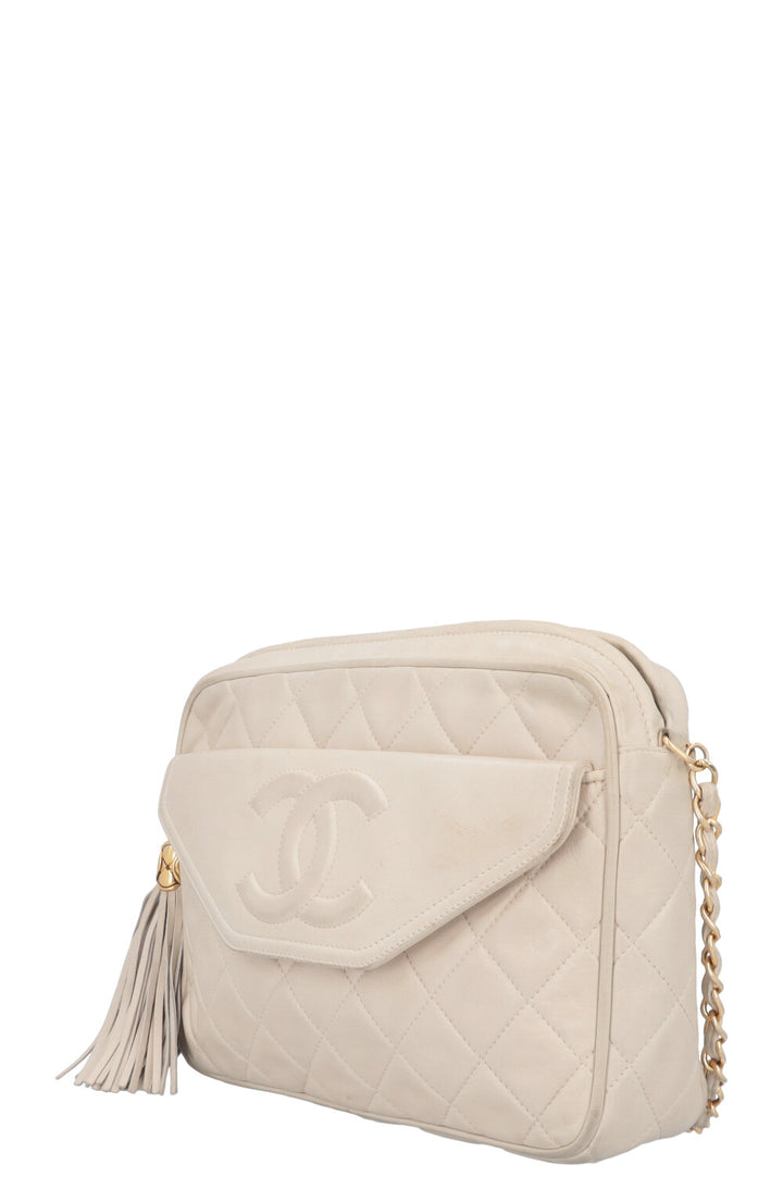 CHANEL Tassle Camera Bag Leather Ivory
