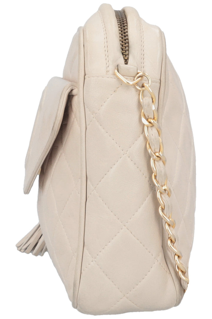 CHANEL Tassle Camera Bag Leather Ivory