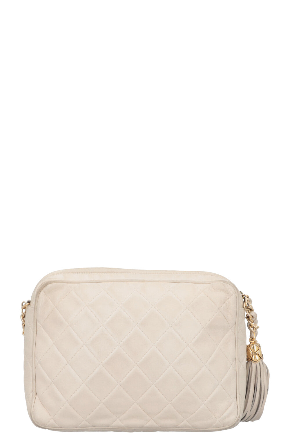 CHANEL Tassle Camera Bag Leather Ivory