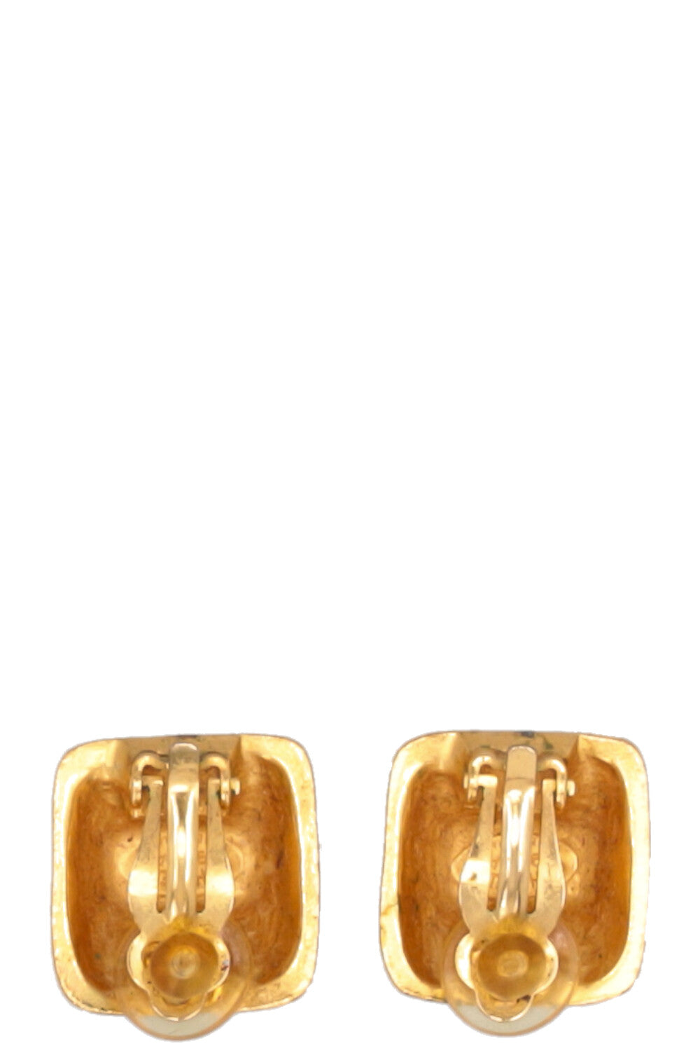 Boucles d'oreilles carrées CHANEL 1999 CC dorées