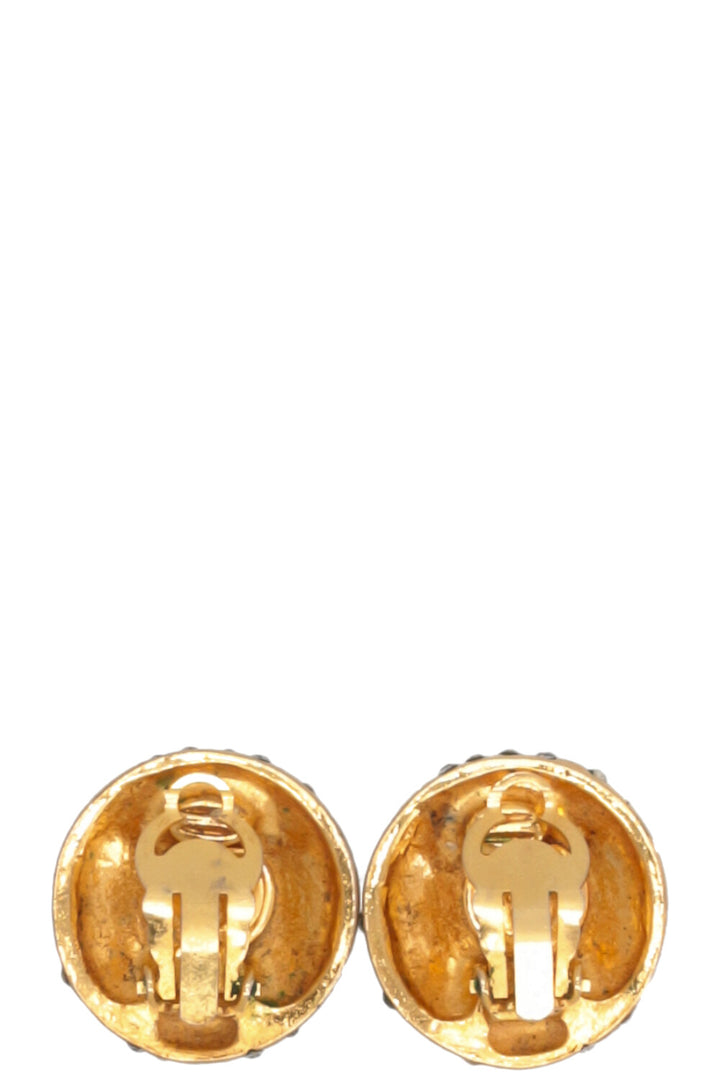 Boucles d'oreilles clips CHANEL avec logo strass doré