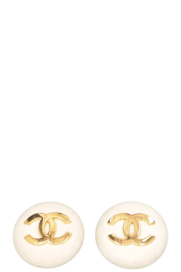 CHANEL CC Ear Clips Gold Ivory