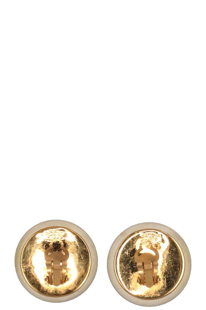 CHANEL CC Ear Clips Gold Ivory