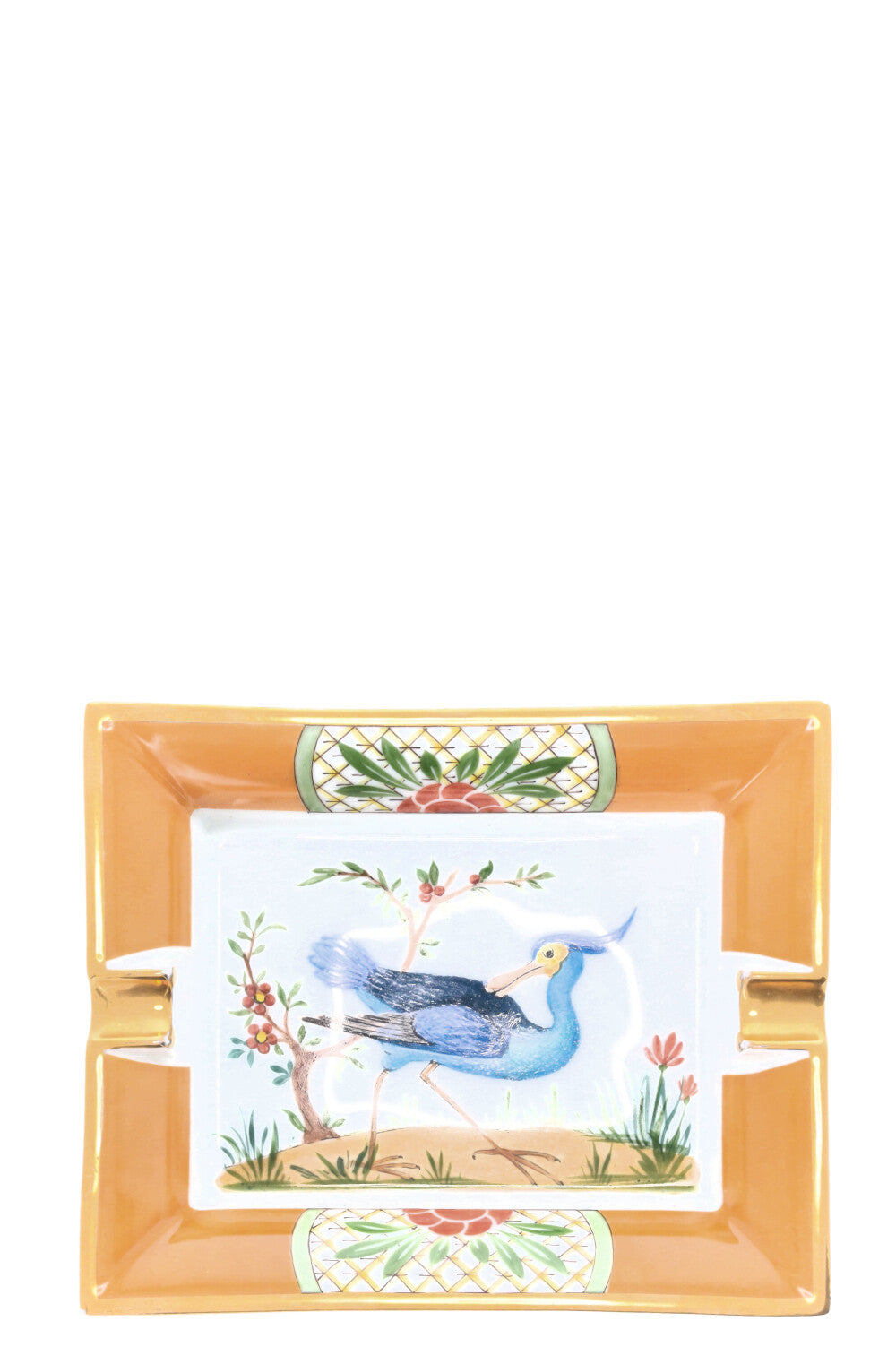 HERMÈS Bird Ashtray Porcelain Orange White Blue