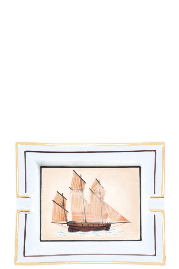 HERMÈS Sail Boat Ashtray Porcelain White