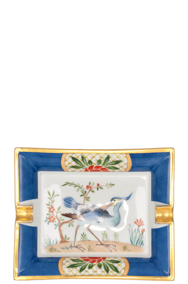 HERMÈS Bird Ashtray Porcelain Gold Blue
