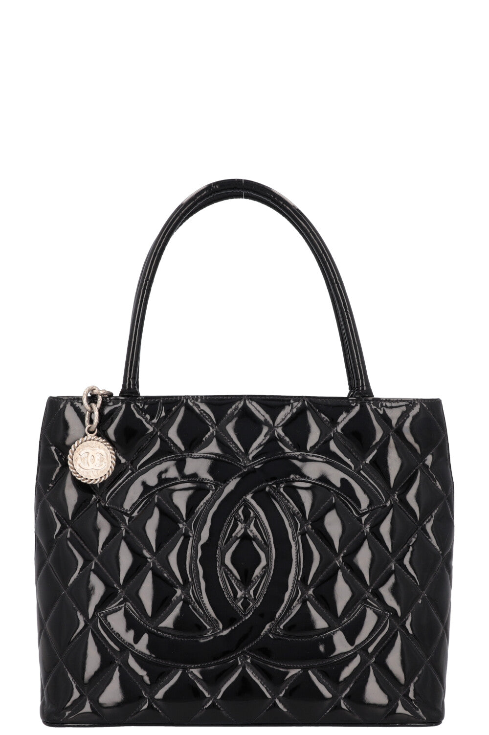 CHANEL Medallion Tote Bag Patent Black