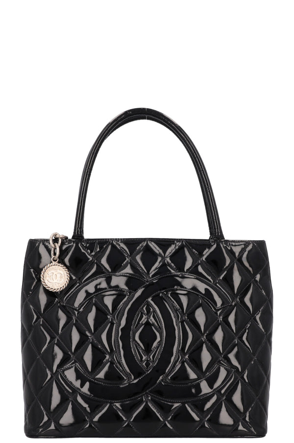 CHANEL Medallion Tote Bag Patent Black