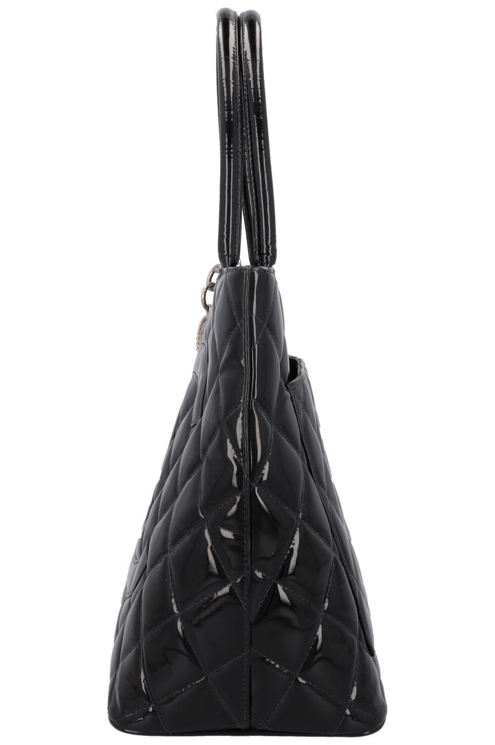 CHANEL Medallion Tote Bag Patent Black