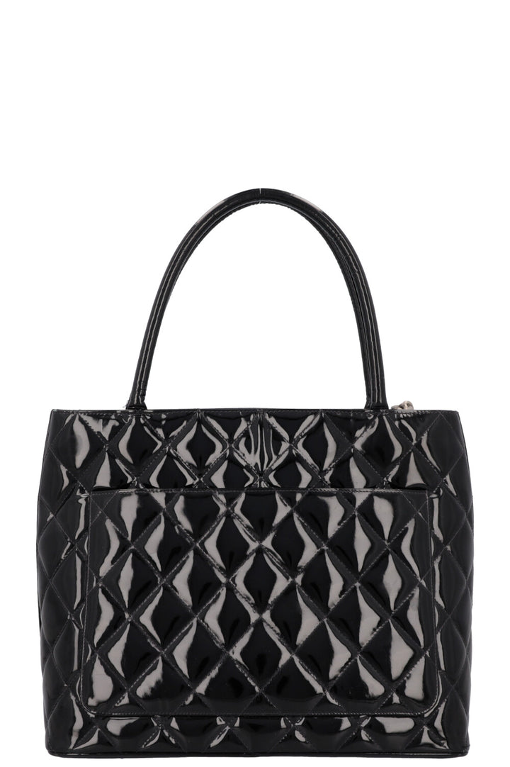 CHANEL Medallion Tote Bag Patent Black