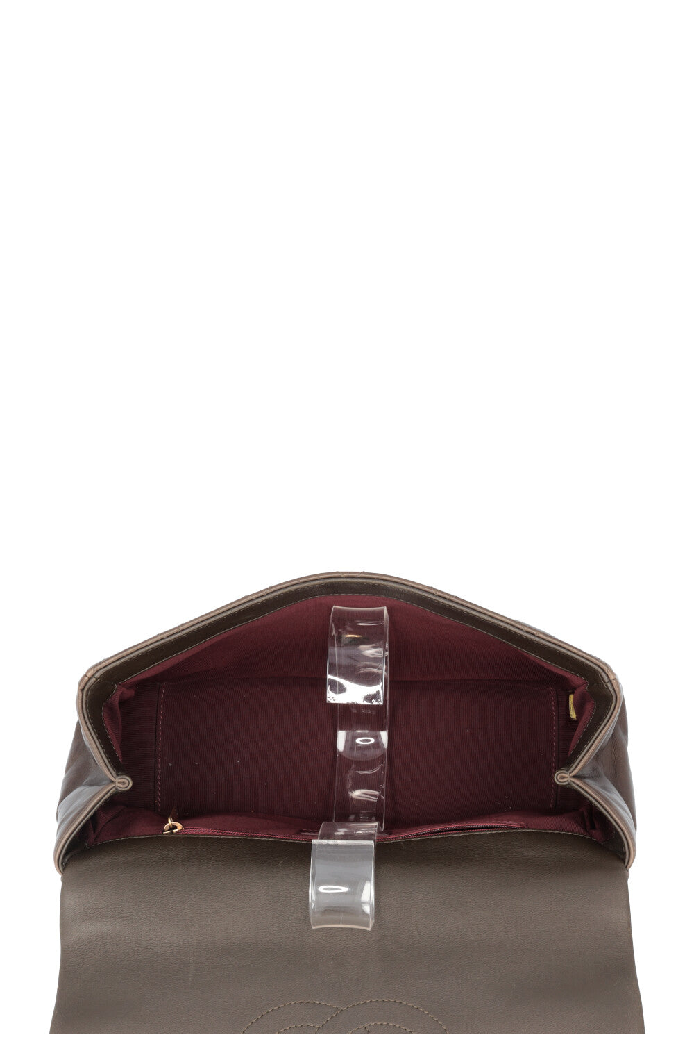 CHANEL Top Handle Single Flap Bag Khaki