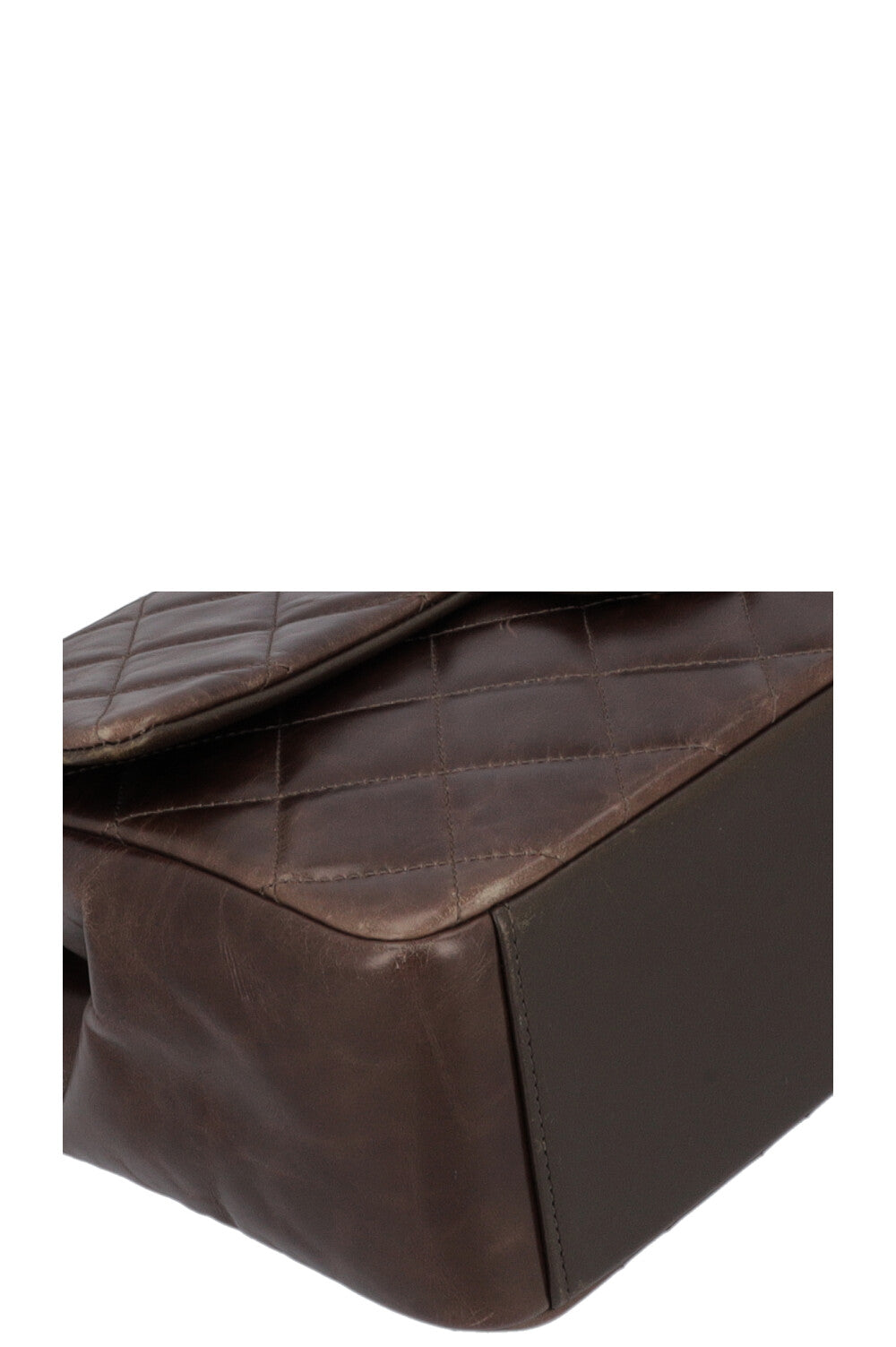 CHANEL Top Handle Single Flap Bag Khaki