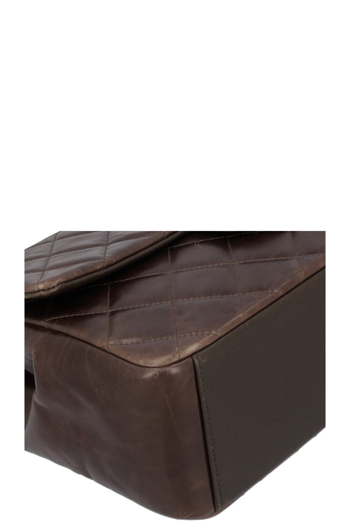CHANEL Top Handle Single Flap Bag Khaki