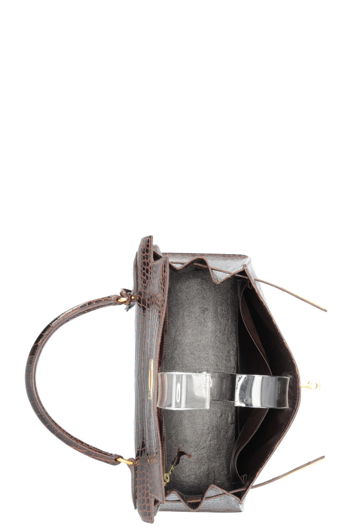 HERMÈS Kelly 28 Crocodile Porosus Lisse Brown