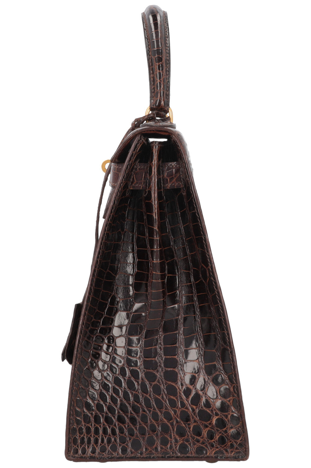 HERMÈS Kelly 28 Crocodile Porosus Lisse Brown