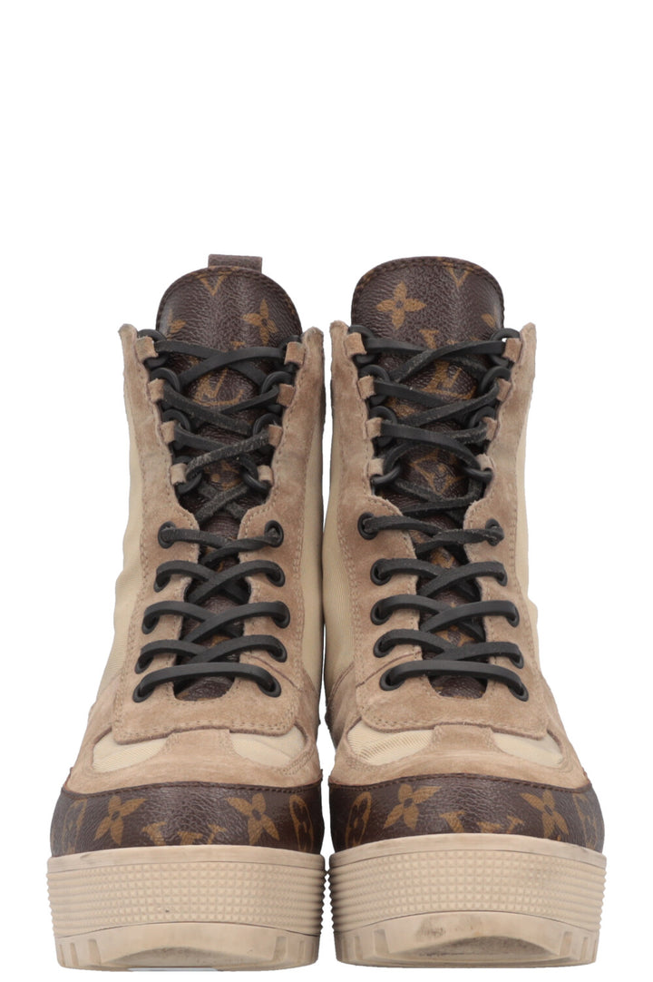 LOUIS VUITTON Laureate Boots Suede Khaki MNG