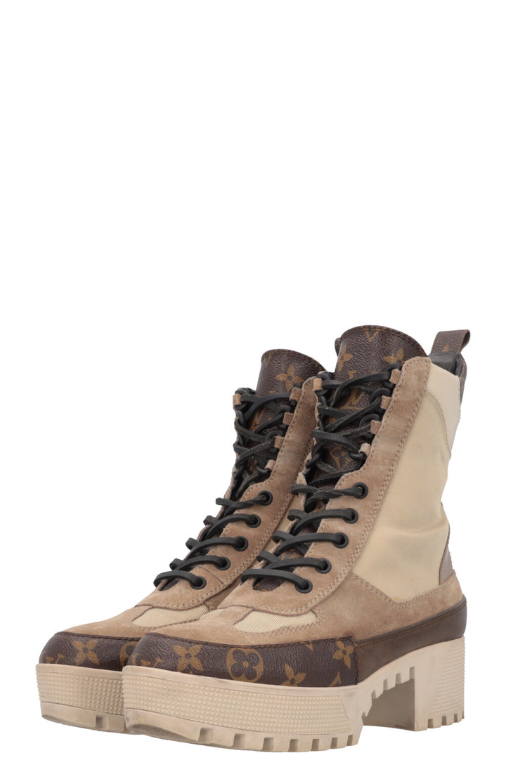 LOUIS VUITTON Laureate Boots Suede Khaki MNG