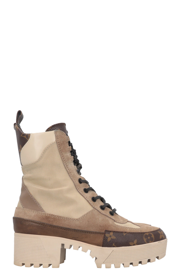 LOUIS VUITTON Laureate Boots Suede Khaki MNG