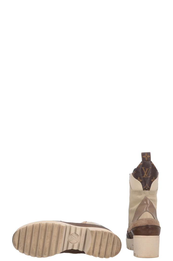LOUIS VUITTON Laureate Boots Suede Khaki MNG