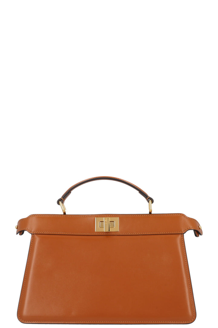 FENDI Peekabo Iseeu East West Bag Leather Cognac