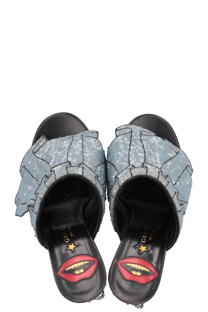 GUCCI 2016 Trompe L'Oeil Sequin Mules