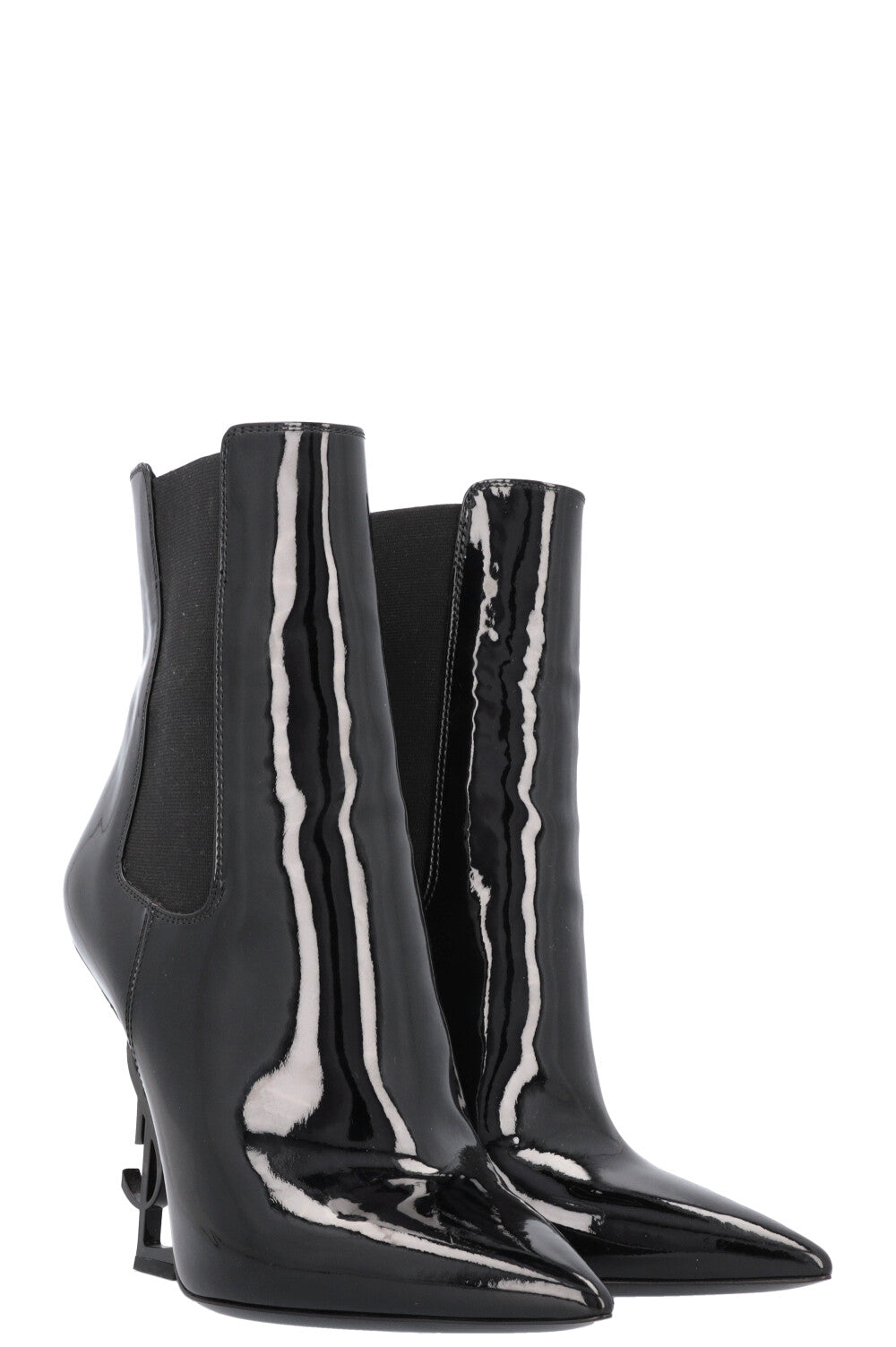 SAINT LAURENT Opyum Ankle Boots Patent Black