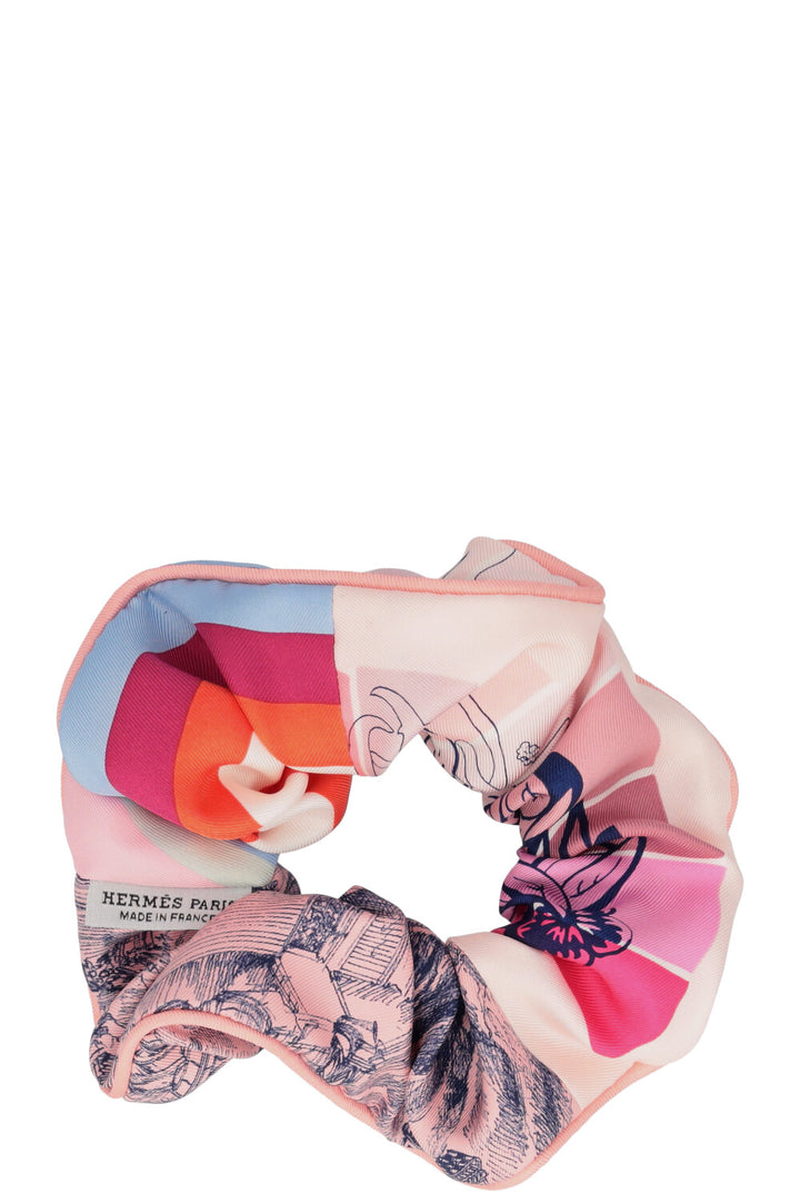 HERMÈS Claudia Scrunchie Floral Pink Trim