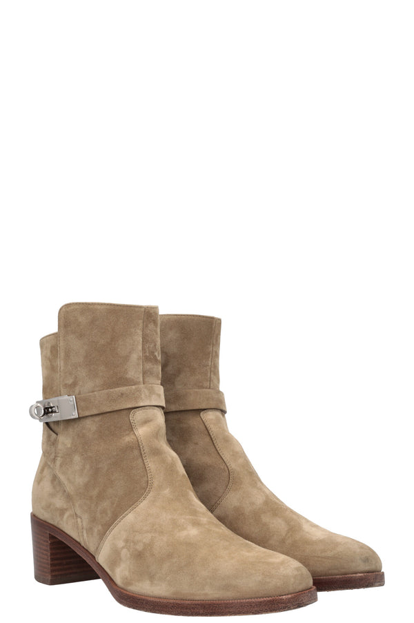 HERMÈS Frenchie 50 Boots Suede Beige Gobi