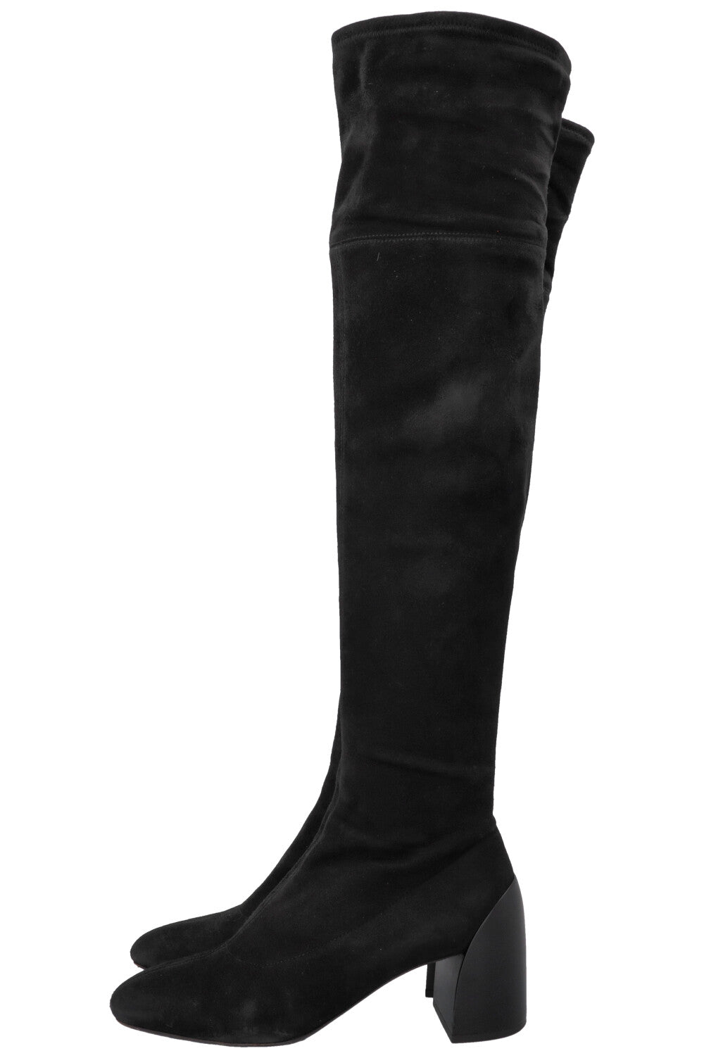 HERMÈS Overknee Sock Boots Suede Black
