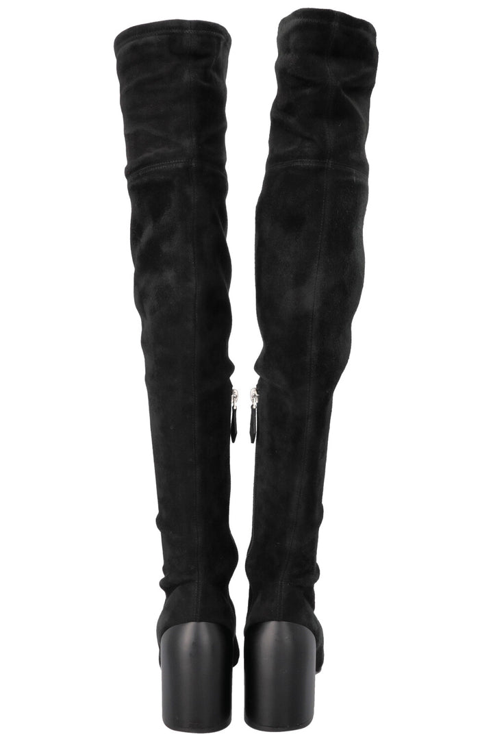 HERMÈS Overknee Sock Boots Suede Black