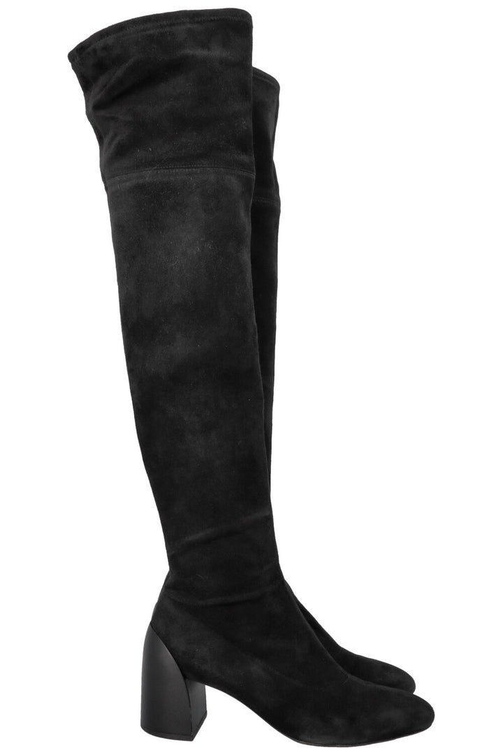 HERMÈS Overknee Sock Boots Suede Black