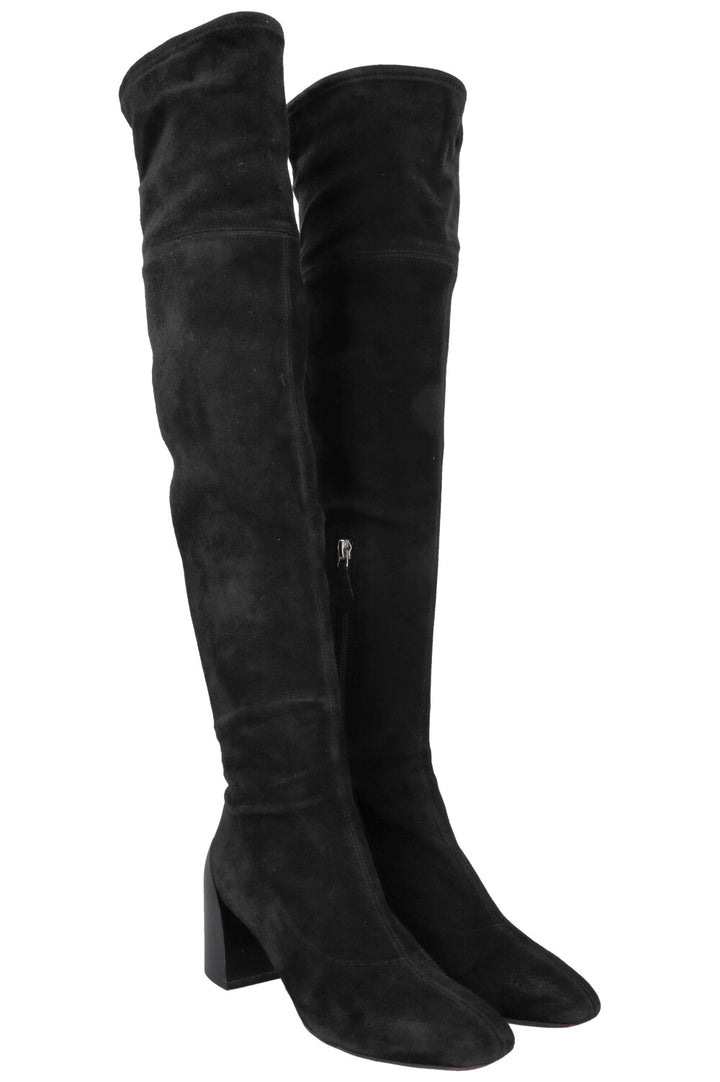 HERMÈS Overknee Sock Boots Suede Black