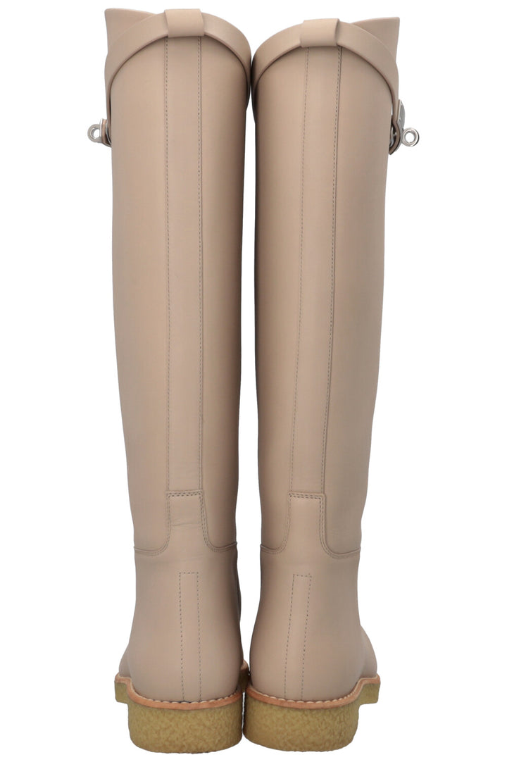 HERMÈS Faustine Boots Leather Blanc Gomme