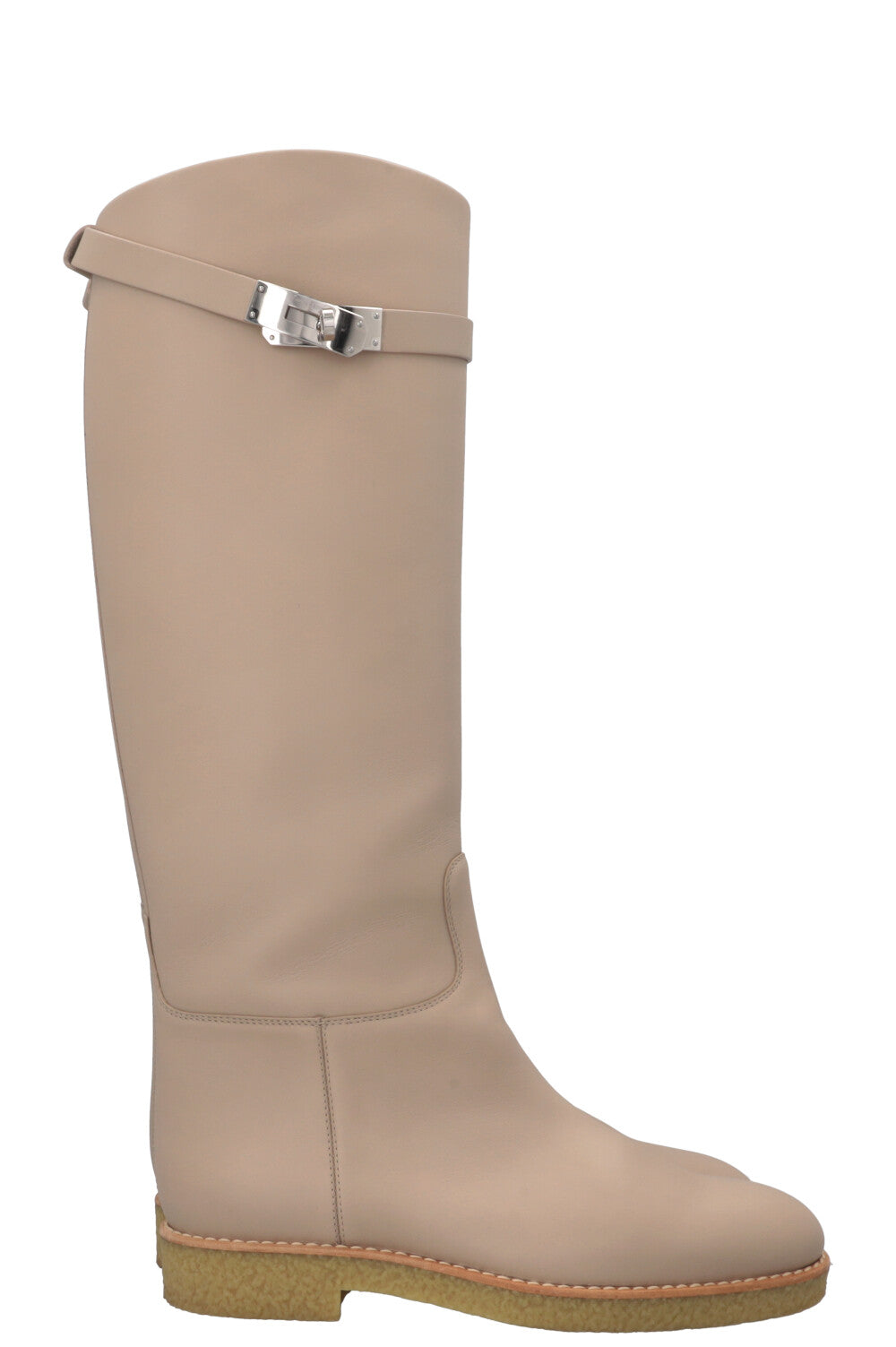 HERMÈS Faustine Boots Leather Blanc Gomme