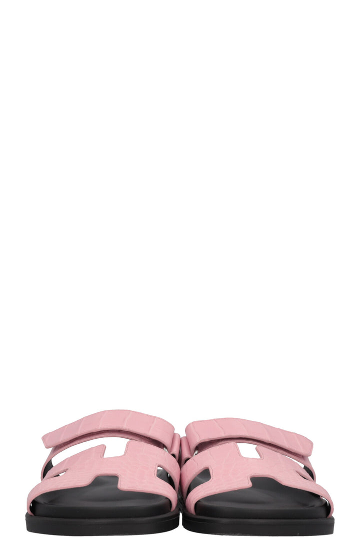 HERMÈS Chypre Flats Alligator Mississippiensis Pink