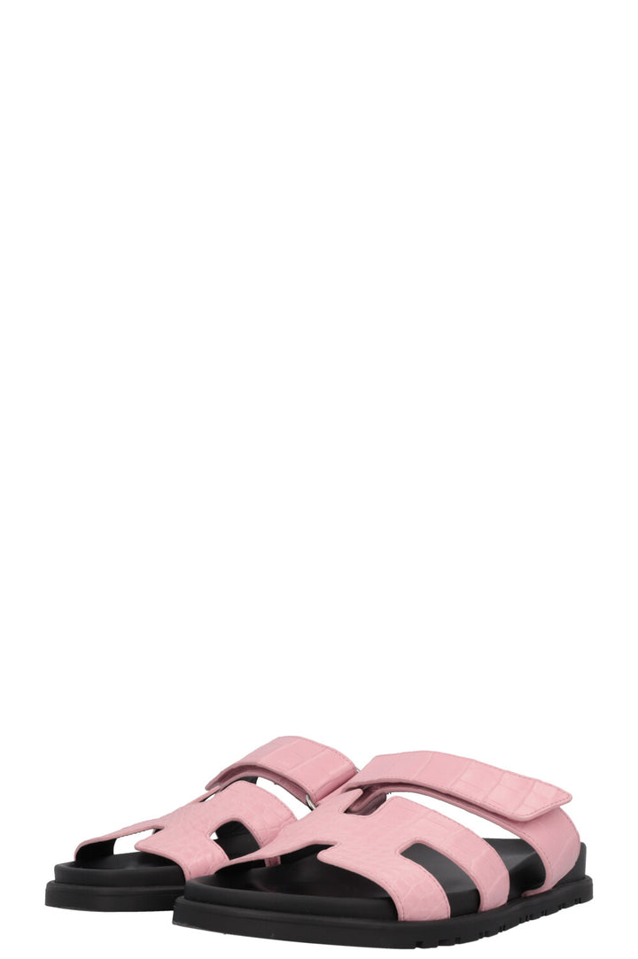 HERMÈS Chypre Flats Alligator Mississippiensis Pink