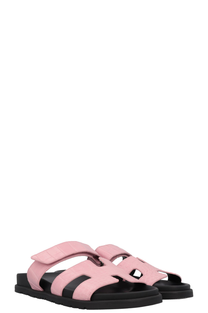 HERMÈS Chypre Flats Alligator Mississippiensis Pink