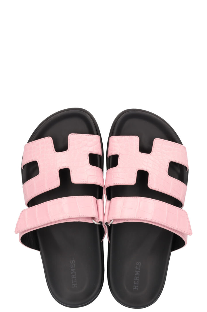 HERMÈS Chypre Flats Alligator Mississippiensis Pink