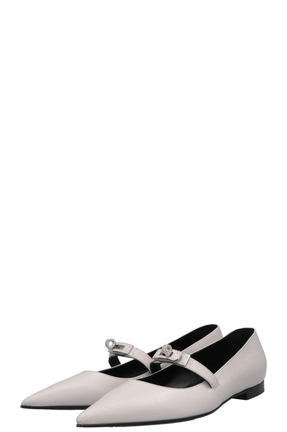 HERMÈS 2025 Kelly Ballet Flats Gris Clair