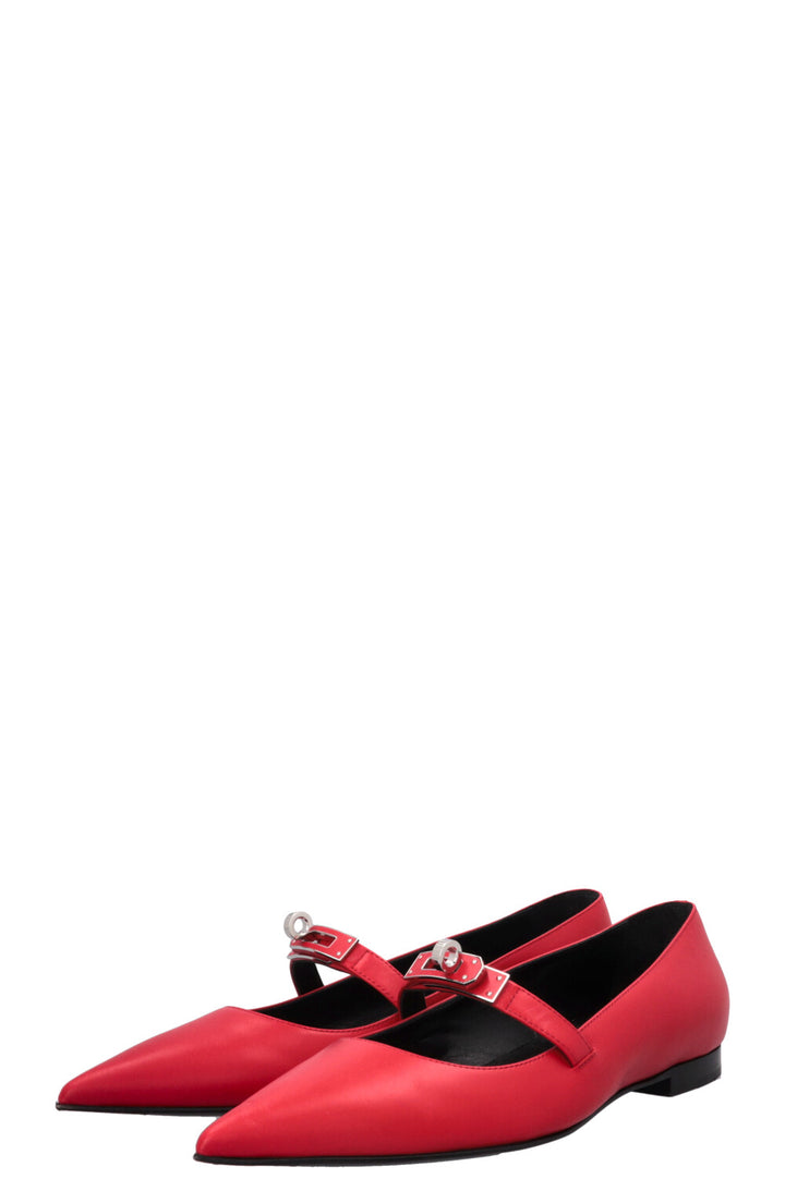 HERMÈS 2025 Kelly Ballet Flats Rouge Vif