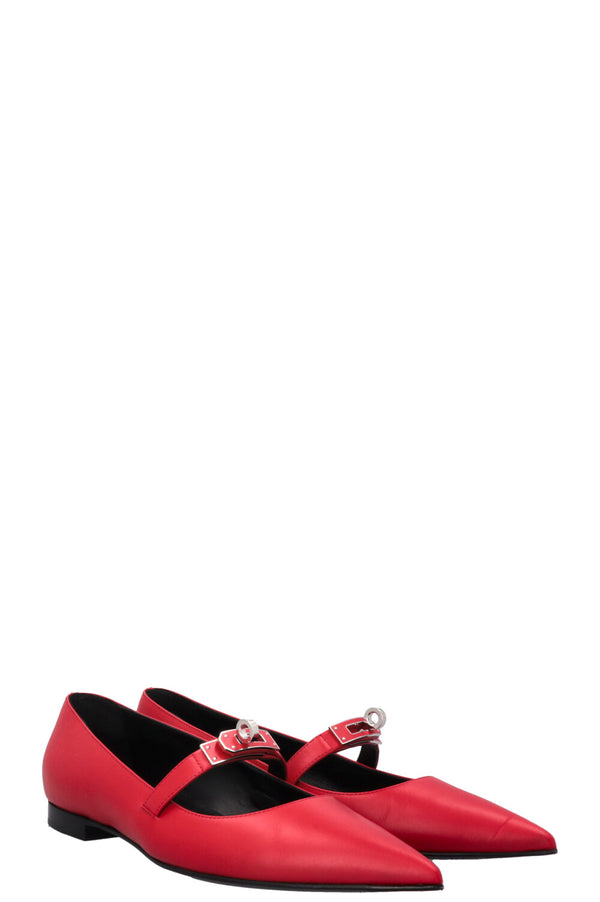 HERMÈS 2025 Kelly Ballet Flats Rouge Vif