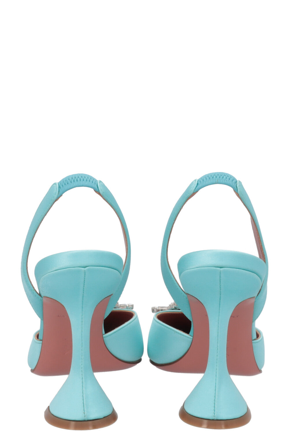 AMINA MUADDI Begum Sling Heels Satin Turquoise