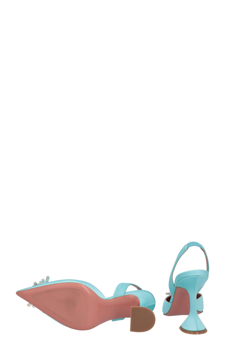 AMINA MUADDI Begum Sling Heels Satin Turquoise