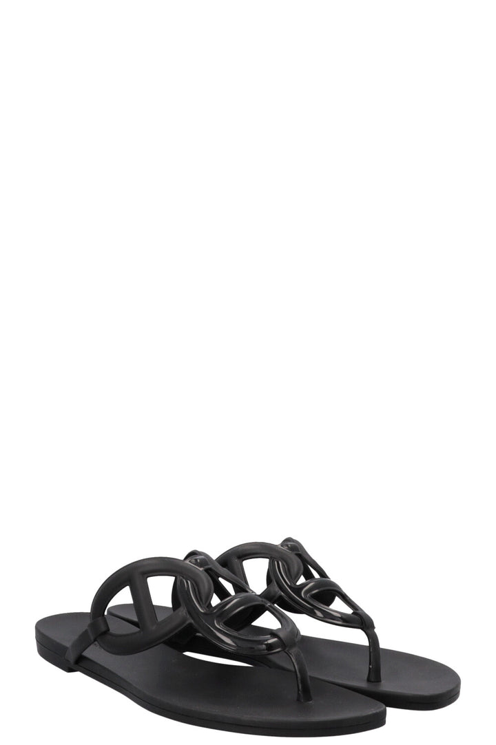 HERMÈS Chain D'Ancre Slippers Jelly Black
