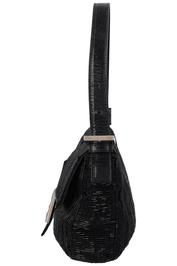 FENDI Sequin Baguette Shoulder Bag Black