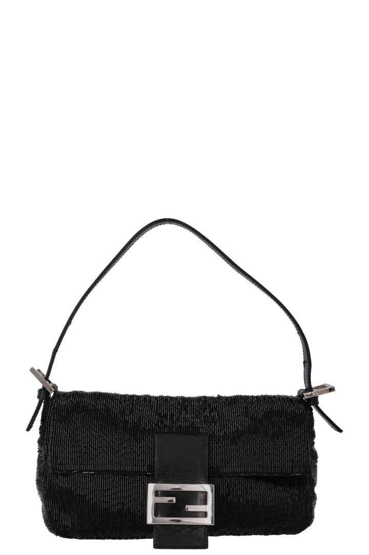FENDI Sequin Baguette Shoulder Bag Black
