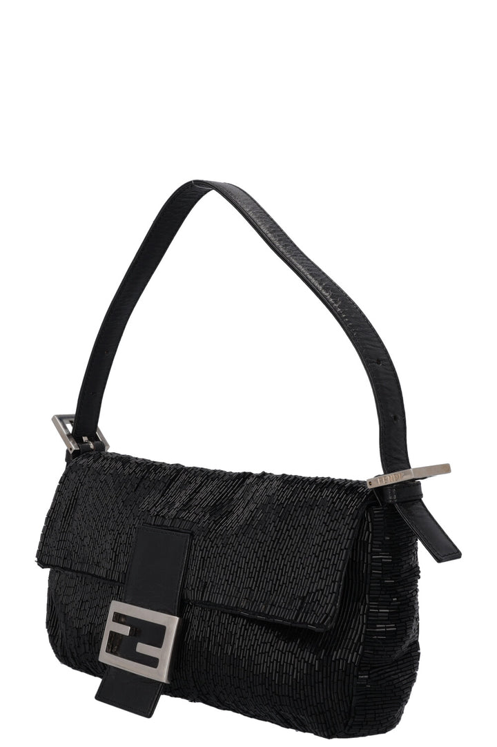 FENDI Sequin Baguette Shoulder Bag Black