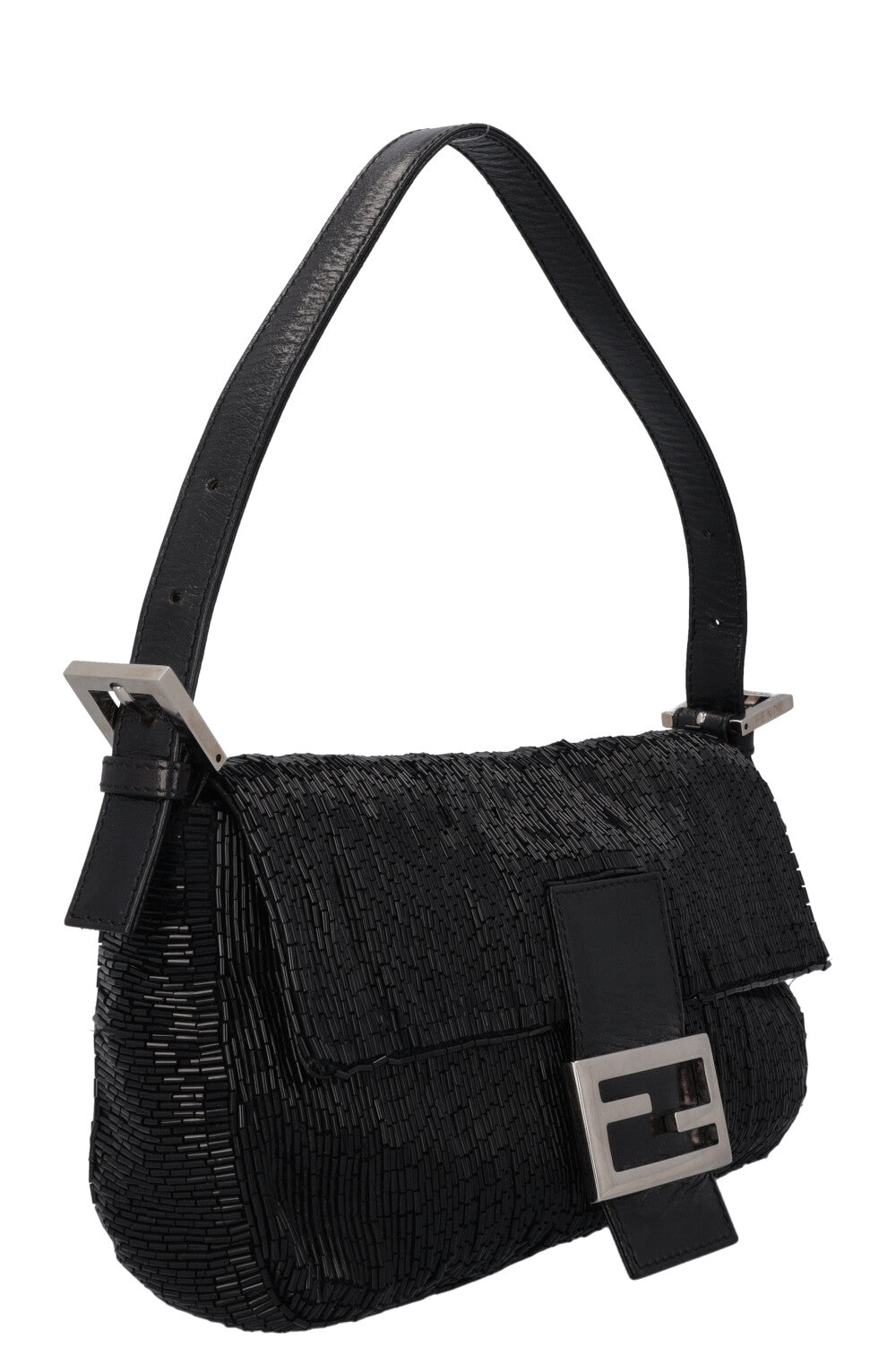 FENDI Sequin Baguette Shoulder Bag Black