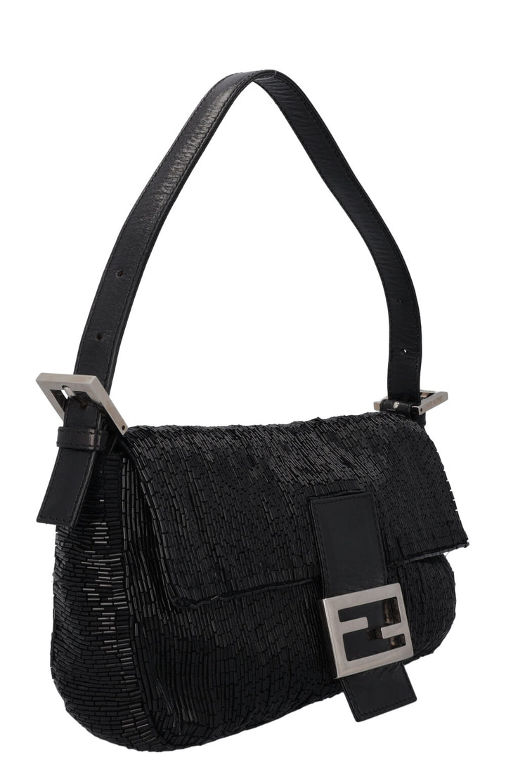 FENDI Sequin Baguette Shoulder Bag Black