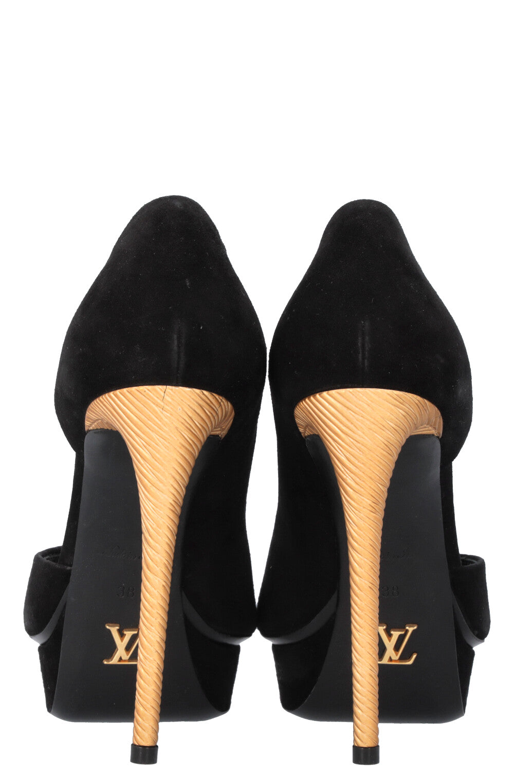 LOUIS VUITTON Peep Toe Heels Suede Black – REAWAKE